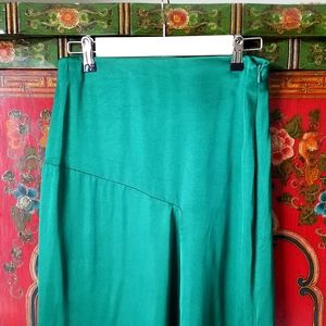 Zara TRF Satin Green Skirt